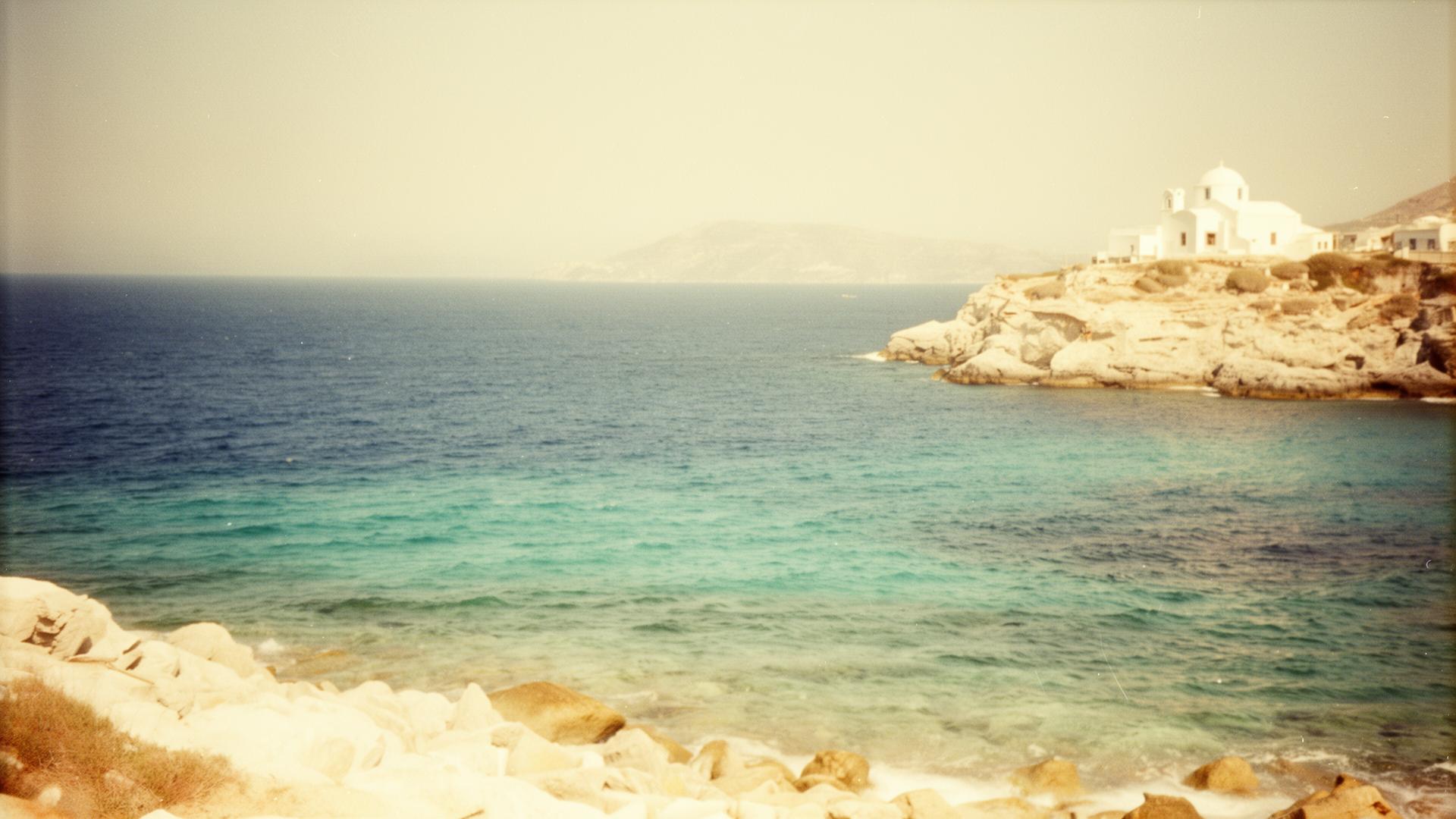 The Aegean sea at the edge of a Greek island